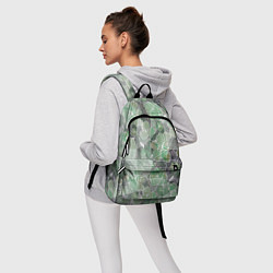 Рюкзак Зеленые цветы на сером мраморном фоне, цвет: 3D-принт — фото 2