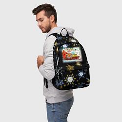 Рюкзак Новый Год Дед Мороз На Снегоходе, цвет: 3D-принт — фото 2