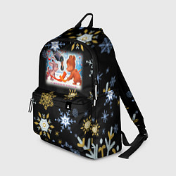 Рюкзак Новый год мишка и зайчик играют в хоккей, цвет: 3D-принт