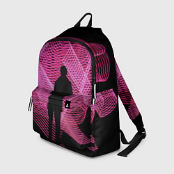 Рюкзак Неоновые розовые волны и силуэт человека, цвет: 3D-принт