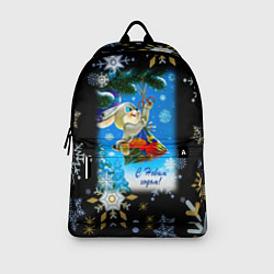 Рюкзак Новый год зайчик срезает пакет с подарками, цвет: 3D-принт — фото 2