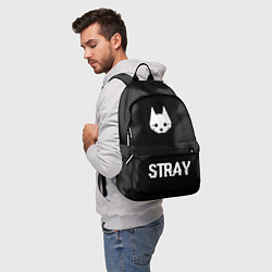 Рюкзак Stray glitch на темном фоне: символ, надпись, цвет: 3D-принт — фото 2