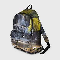 Рюкзак Водопад, солнечные лучи и лес, цвет: 3D-принт
