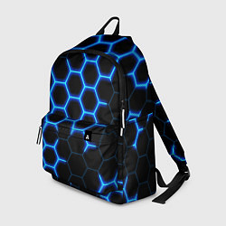 Рюкзак Соты на синем неоновом фоне, цвет: 3D-принт