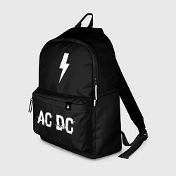 Рюкзак AC DC glitch на темном фоне: символ, надпись, цвет: 3D-принт