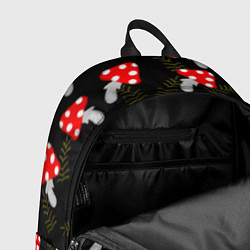 Рюкзак Мухоморы на черном фоне, цвет: 3D-принт — фото 2