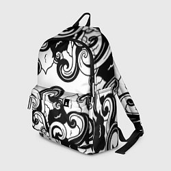 Рюкзак Черные волнистые узоры на белом, цвет: 3D-принт