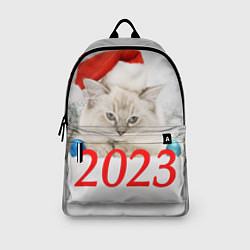 Рюкзак Белый кот в шапочке деда мороза, цвет: 3D-принт — фото 2