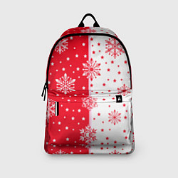 Рюкзак Рождественские снежинки на красно-белом фоне, цвет: 3D-принт — фото 2