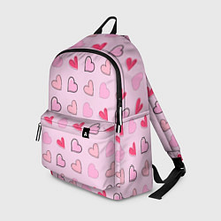 Рюкзак Валентинки на нежно-розовом фоне, цвет: 3D-принт