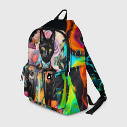 Рюкзак Модный чёрный кот - нейросеть - мода, цвет: 3D-принт
