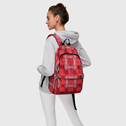 Рюкзак Красный с белым клетчатый узор, цвет: 3D-принт — фото 2