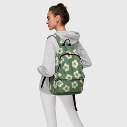 Рюкзак Цветочки-смайлики: темно-зеленый паттерн, цвет: 3D-принт — фото 2