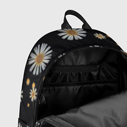 Рюкзак Белые ромашки на черном фоне, цвет: 3D-принт — фото 2