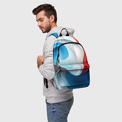 Рюкзак Объемная белая синяя красная текстура, цвет: 3D-принт — фото 2