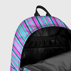 Рюкзак Розово-голубой неновый полосатый узор, цвет: 3D-принт — фото 2