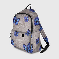 Рюкзак Газетные обрывки и синие бабочки, цвет: 3D-принт