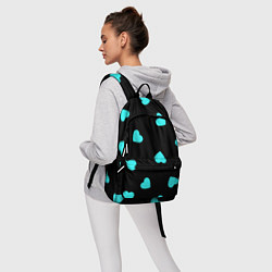 Рюкзак С голубыми сердечками на черном, цвет: 3D-принт — фото 2