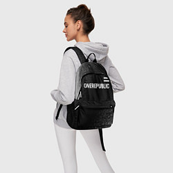 Рюкзак OneRepublic glitch на темном фоне: символ сверху, цвет: 3D-принт — фото 2