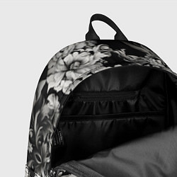 Рюкзак Чёрно белый цветочны узор, цвет: 3D-принт — фото 2