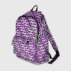 Рюкзак Фиолетово-белый узор на чёрном фоне, цвет: 3D-принт
