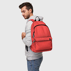 Рюкзак Красный в белые маленькие полоски, цвет: 3D-принт — фото 2