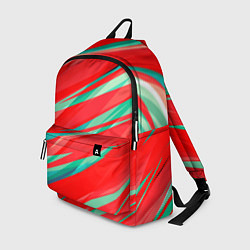 Рюкзак Красный и бирюзовый абстрактный полосы, цвет: 3D-принт