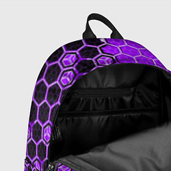 Рюкзак Техно-киберпанк шестиугольники фиолетовый и чёрный, цвет: 3D-принт — фото 2