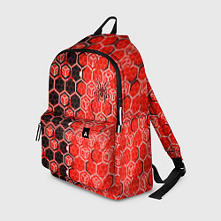 Рюкзак Техно-киберпанк шестиугольники красный и чёрный с, цвет: 3D-принт