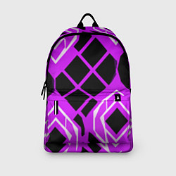 Рюкзак Чёрные квадраты и белые полосы на фиолетовом фоне, цвет: 3D-принт — фото 2