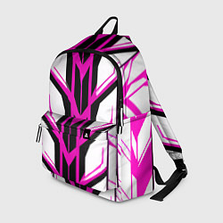 Рюкзак Чёрно-розовые полосы на белом фоне, цвет: 3D-принт