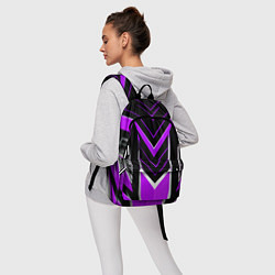 Рюкзак Фиолетово-серые полосы на чёрном фоне, цвет: 3D-принт — фото 2
