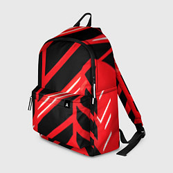 Рюкзак Чёрно-белые полосы на красном фоне, цвет: 3D-принт