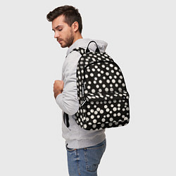 Рюкзак Черный фон с белыми кружками, цвет: 3D-принт — фото 2