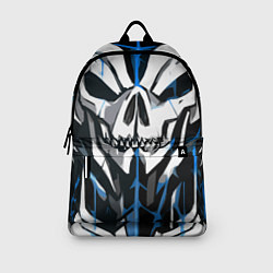 Рюкзак Белый череп и синие полосы на чёрном фоне, цвет: 3D-принт — фото 2