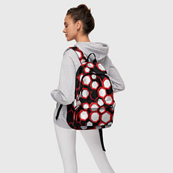 Рюкзак Красно-белые шестиугольники на чёрном фоне, цвет: 3D-принт — фото 2