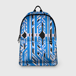 Рюкзак Бело-синие техно полосы на чёрном фоне, цвет: 3D-принт — фото 2