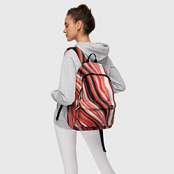 Рюкзак Волнистые вертикальные чёрно-красные полосы, цвет: 3D-принт — фото 2