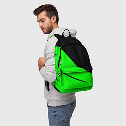Рюкзак Чёрный с зелёным двуцветный, цвет: 3D-принт — фото 2