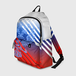 Рюкзак Герб России на фоне цветов флага и полосы, цвет: 3D-принт