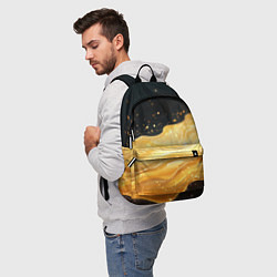 Рюкзак Золотистая материя на черном фоне, цвет: 3D-принт — фото 2