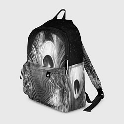 Рюкзак Изогнутые белые перья павлина - чб иллюстрация, цвет: 3D-принт