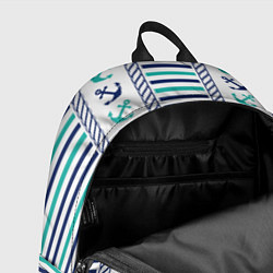 Рюкзак Морской орнамент с якорями и полосками, цвет: 3D-принт — фото 2