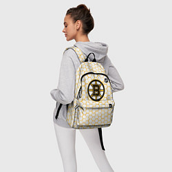 Рюкзак Бостон Брюинз - белые соты, цвет: 3D-принт — фото 2