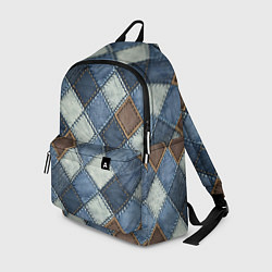 Рюкзак Джинсовый пэчворк ромбовый узор, цвет: 3D-принт