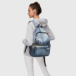 Рюкзак Снежный горный пейзаж с елями и рекой, цвет: 3D-принт — фото 2