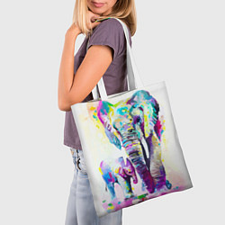 Сумка-шопер Акварельные слоны, цвет: 3D-принт — фото 2