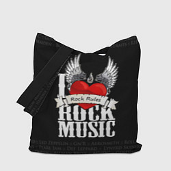 Сумка-шопер I Love Rock Music, цвет: 3D-принт