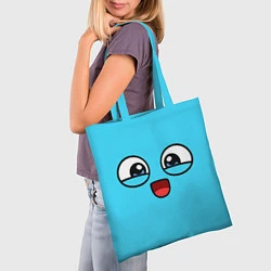 Сумка-шопер Эмодзи / Смайл (голубой цвет), цвет: 3D-принт — фото 2