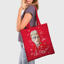 Сумка-шопер Lil Peep: Red Style, цвет: 3D-принт — фото 2